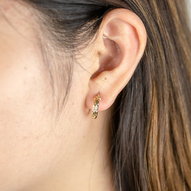 9ct Yellow Gold 10mm Diamond Cut Hoop Earrings