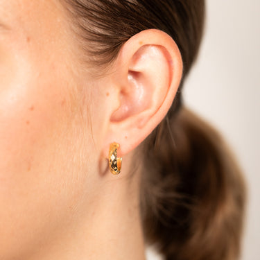 9ct Yellow Gold 10mm Diamond Cut Hoop Earrings