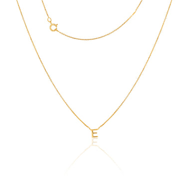 9ct Yellow Gold Initial "E" Pendant On 43cm Chain