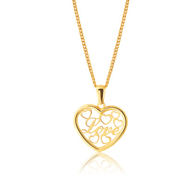 9ct Yellow Gold Love Hearts Pendant