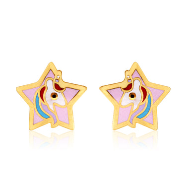 9ct Yellow Gold Lacquerized Star Stud Earrings