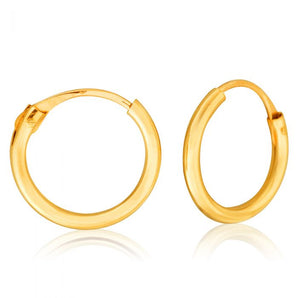 9ct Yellow Gold 1.2x9mm Hinged Hoop Earrings