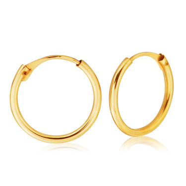 9ct Yellow Gold 1.2x12mm Hinged Hoop Earrings