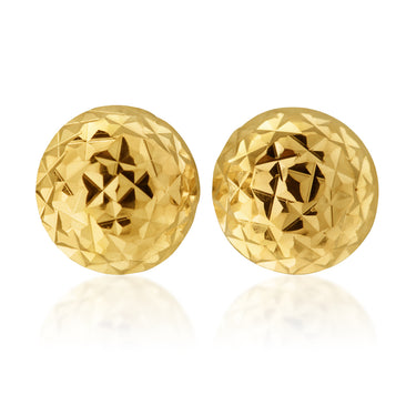 9ct Yellow Gold Diamond Cut Dome stud Earring