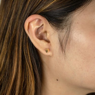 9ct Yellow Gold Diamond Cut Pyramid Stud  Earrings
