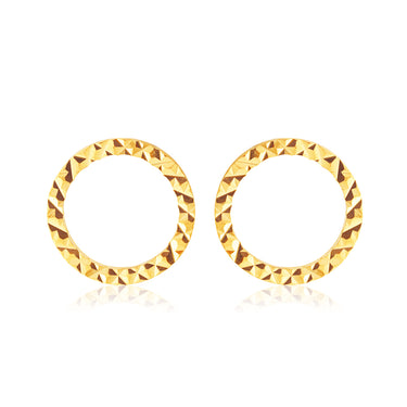 9ct Yellow Gold Diamond Cut 10mm Hoop Earrings