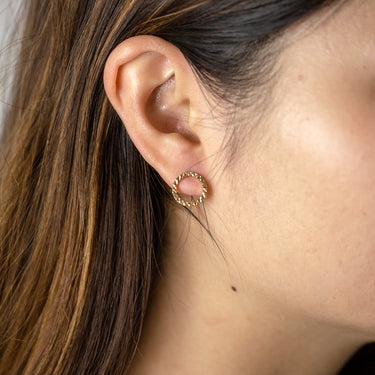 9ct Yellow Gold Diamond Cut 10mm Hoop Earrings