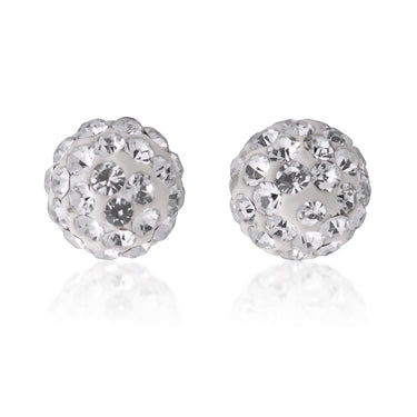 9ct Yellow Gold 6mm Crystal Ball Stud Earrings