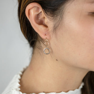 9ct Yellow Gold Cubic Zirconia Double Ring Drop Earrings