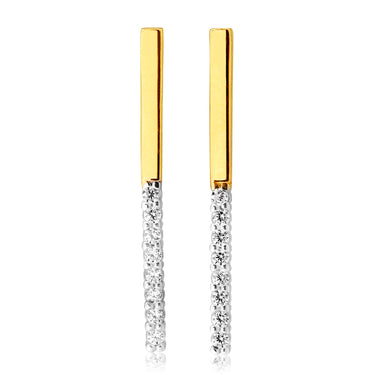 9ct Yellow Gold Cubic Zirconia Line Stud Earrings