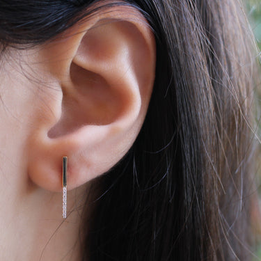 9ct Yellow Gold Cubic Zirconia Line Stud Earrings