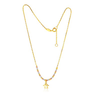 9ct Gold Figaro Angel 27cm Anklet