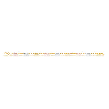 9ct Multi Tone Greek 19cm Ladies Bracelet