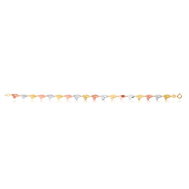 9ct Multi Tone Heart Link 19cm Bracelet