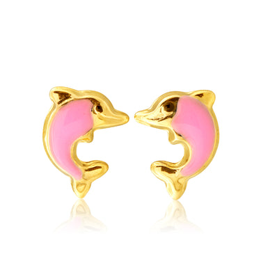 9ct Yellow Gold Dolphin Stud Earrings