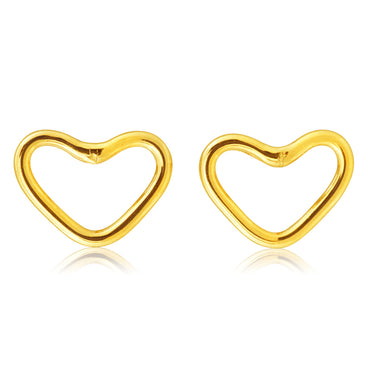 9ct Yellow Gold Heart Stud Earrings
