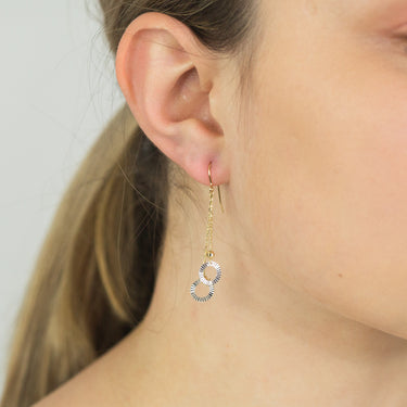 9ct Yellow Gold Diamond Cut Ring Drop Earrings