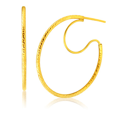 9ct Yellow Gold Diamond Cut Semi Hoop Earrings