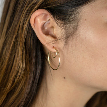 9ct Yellow Gold Diamond Cut Semi Hoop Earrings