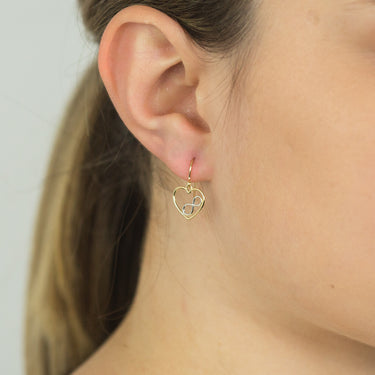 9ct Yellow Gold Infinity Heart Drop Earrings