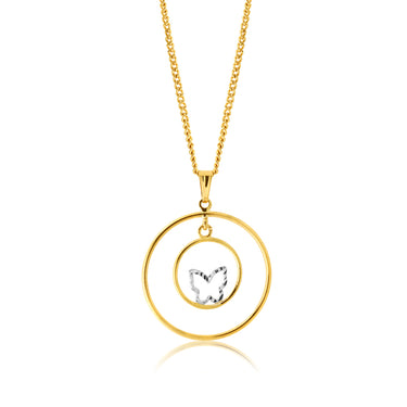 9ct Yellow Gold Butterfly Double Ring Pendant