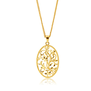 9ct Yellow Gold Diamond Cut Flower Pendant