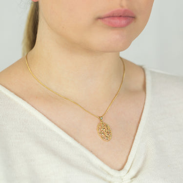 9ct Yellow Gold Diamond Cut Flower Pendant