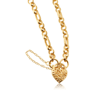 Belcher 5+1 padlock bracelet in 9ct Gold