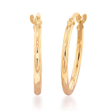 9ct Yellow Gold Double Side Diamond Cut 15mm Hoop Earrings