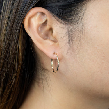 9ct Yellow Gold Double side Diamond Cut 20mm Hoop Earrings