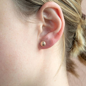 9ct Rose Gold Diamond Cut 7mm Stud Earrings