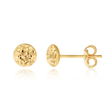 9ct Yellow Gold Textured 5.5mm Stud Earrings