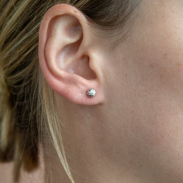 9ct White Gold Textured 5.5mm Stud Earrings