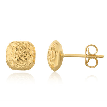 9ct Yellow Gold Textured Button Stud Earrings