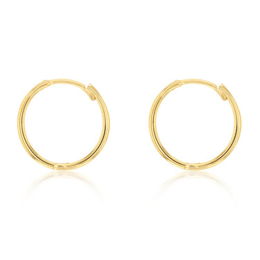 9ct Yellow Gold  Plain Hinged Hoop Earrings