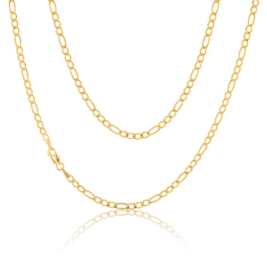 9ct Yellow Gold Silverfilled Figaro 3:1 45cm Chain