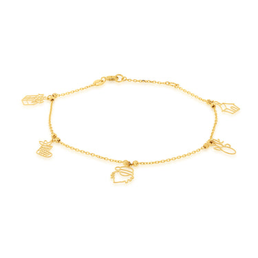 9ct Yellow Gold Five Christmas Charm Bracelet