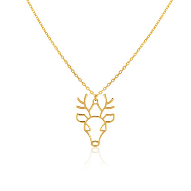 9ct Yellow Gold Reindeer Pendant With Chain