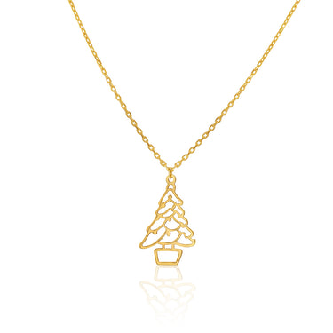 9ct Yellow Gold Xmas Tree Pendant With Chain