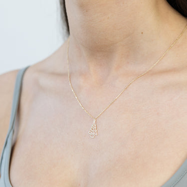 9ct Yellow Gold Xmas Tree Pendant With Chain