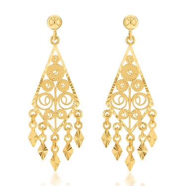 9ct Yellow Gold Chandelier Drop Earrings