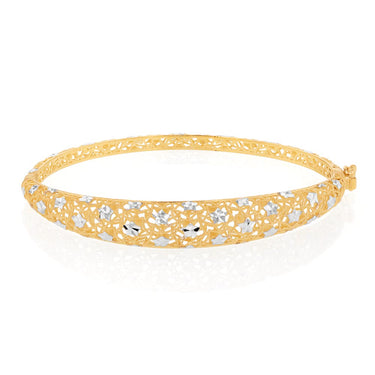 9ct Yellow And White Gold Two Tone Fancy Mesh 65mm Bangle