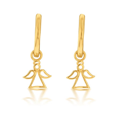 9ct Yellow Gold Angel On Sleeper Earrings
