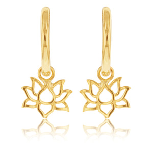 9ct Yellow Gold Lotus On Sleeper Earrings