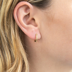 9ct Yellow Gold Textured Diamond Cut Huggies Earrings