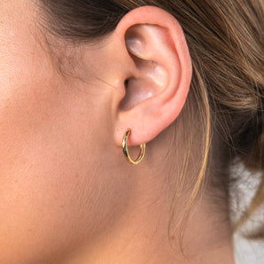 9ct Yellow Gold Diamond Cut Patterned Huggies Earrings