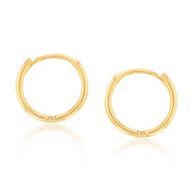 9ct Yellow Gold Plain Round 9mm Sleeper Earrings