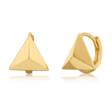 9ct Yellow Gold Pyramid On Hoop Earrings