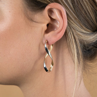 9ct Yellow And White Gold Infinity Hoop Earring