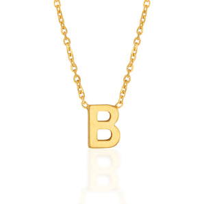 9ct Yellow Gold Initial "B" Pendant on 43cm Chain